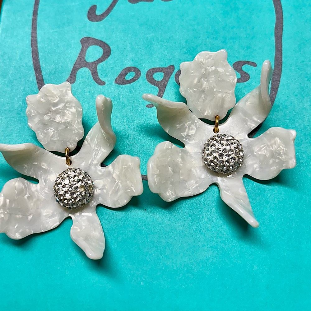 Crystal Lily Mother of Pearl Earrings